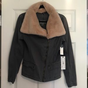 NWT Anthropologie Marrakech Fur Trim Jacket